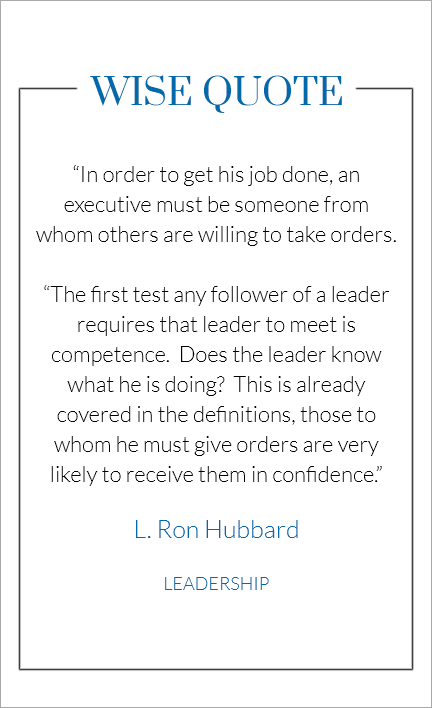 WISE quotes from L. Ron Hubbard management technology